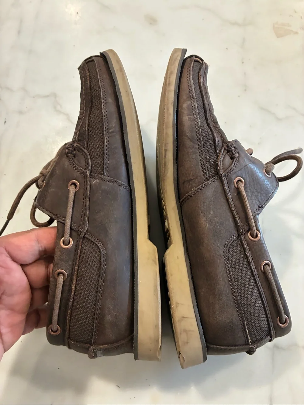 Timberland 71024 Men Brown Moc Toe Leather Boat Slip On Shoes Size 9 M